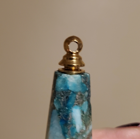 New Sea Sediment Jasper Pyrite Essential Oil Pendant - Picture 4 of 13